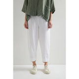 Sahara Garment Dyed Twisted Linen Crop Bubble Trouser In White