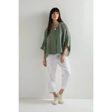 Sahara Garment Dyed Twisted Linen Crop Bubble Trouser In White
