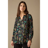 Sahara Hand Drawn Floral Boxy Shirt in Black Multi