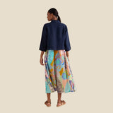 Sahara Linen Cropped Jacket In Navy