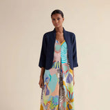 Sahara Linen Cropped Jacket In Navy