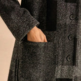 Sahara Melange Patchwork Wool Coat Grey