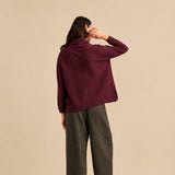Sahara Merino Wool Cowl Neck Jumper In Plum