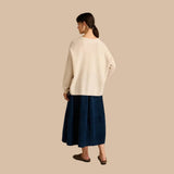 Sahara Merino Wool V Neck Jumper In Ecru