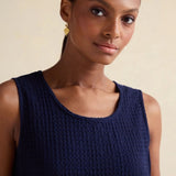 Sahara Mini Waffle Cotton Bubble Dress In Navy