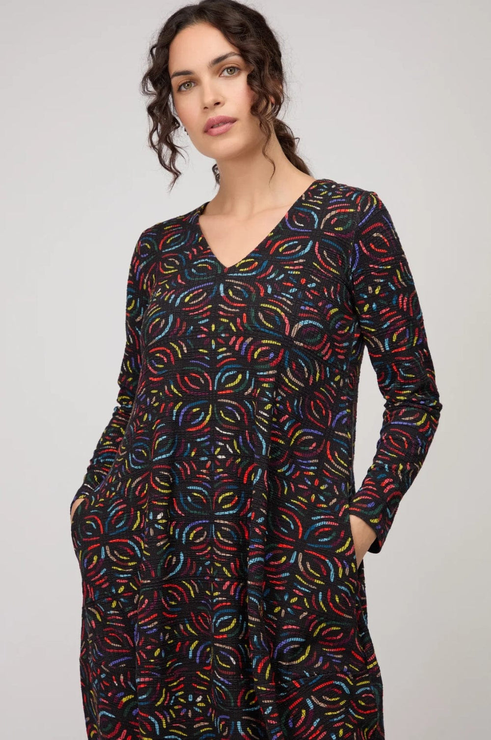 Sahara Mosaic Jacquard Jersey Bubble Dress In Black Multi Sahara Mosaic Jacquard Jersey Bubble Dress In Black Multi
