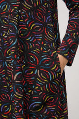 Sahara Mosaic Jacquard Jersey Bubble Dress In Black Multi