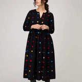 Sahara Multi Colour Check Cord Print Dress in Black Multi