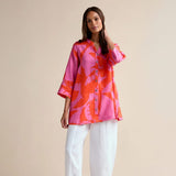 Sahara Palm Print Mirage Shirt In Pink Coral