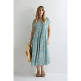 Sahara Patchwork Tie Dye Pleated Dress In Multi
