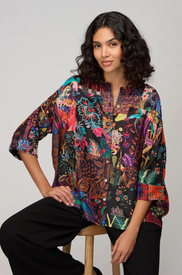Sahara Patchwork Silk Shirt In Multi