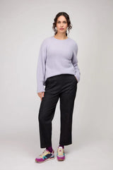 Sahara Stretch Denim Straight Trousers In Black