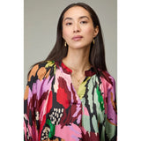 Sahara Textured Viscose Floral Collage Print Top In Multi