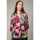 Sahara Textured Viscose Floral Collage Print Top In Multi