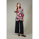 Sahara Textured Viscose Floral Collage Print Top In Multi