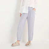 Sahara Ticking Stripe Linen Bubble Trousers in Blueberry/White