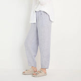 Sahara Ticking Stripe Linen Bubble Trousers in Blueberry/White