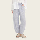 Sahara Ticking Stripe Linen Bubble Trousers in Blueberry/White