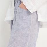 Sahara Ticking Stripe Linen Bubble Trousers in Blueberry/White