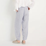 Sahara Ticking Stripe Linen Bubble Trousers in Blueberry/White