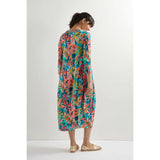 Sahara Tropical Leaves Jersey Bubble Dress In Multi