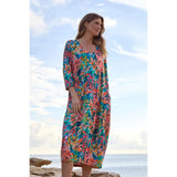 Sahara Tropical Leaves Jersey Bubble Dress In Multi