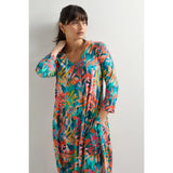 Sahara Tropical Leaves Jersey Bubble Dress In Multi