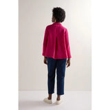 Sahara Waffle Linen Pocket Shirt In Magenta