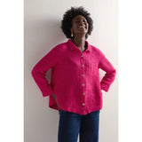 Sahara Waffle Linen Pocket Shirt In Magenta
