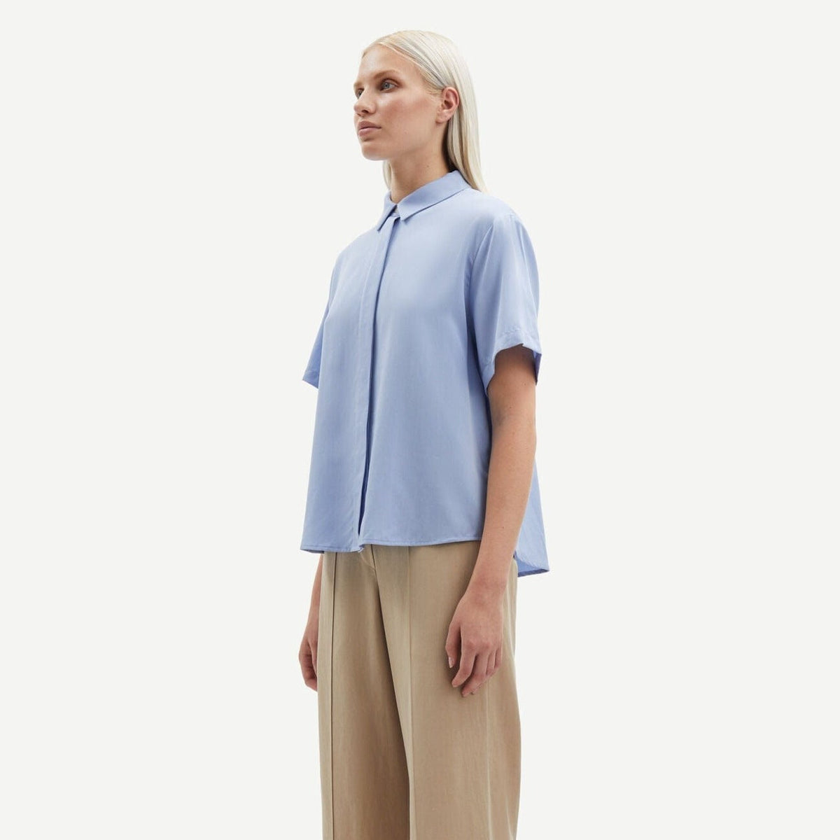 sunsea 未使用　SNM-BLUE w/耳 BOAT-NECK SHIRT sunsea SNM-BLUE w/耳 BOAT-NECK SHIRT