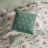 Sanderson for National Trust Catherinae Cushion 45X45cm in Green & Fuschia