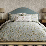 Sanderson 'Damson Blossom' Cotton King Size Duvet Cover Set In Light Blue