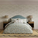 Sanderson 'Damson Blossom' Cotton Super King Duvet Cover Set In Light Blue