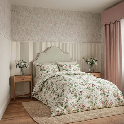 Sanderson 'Elouise' Cotton Single Duvet Cover Set In Rose
