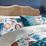 Sanderson Jackfruit Duvet Cover Set in Indigo & Papaya - Double