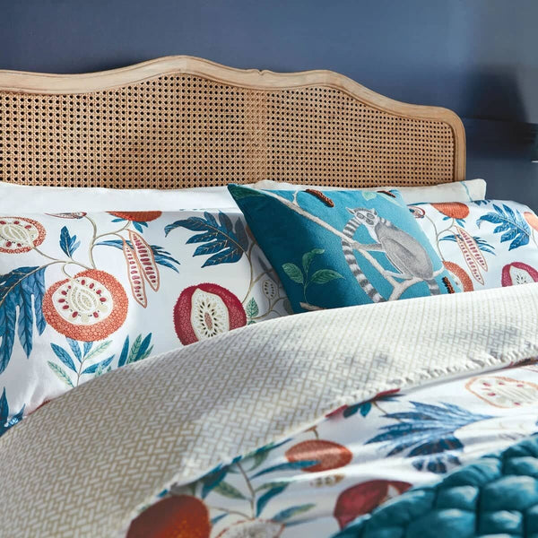 Sanderson Jackfruit Duvet Cover Set in Indigo & Papaya - Double