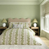 Sanderson X National Trust Cobnut Stripe Double Bedding In Leaf Green