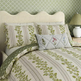 Sanderson X National Trust Cobnut Stripe Single Bedding In Leaf Green