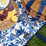 Sara Miller Botanic Chevron Picnic Blanket In Navy