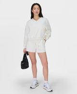 Sweaty Betty Revive Crop V-Neck in Lily White