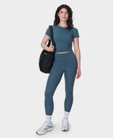Sweaty Betty All Day Cropped T-Shirt in Subdued Blue