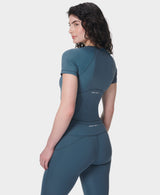 Sweaty Betty All Day Cropped T-Shirt in Subdued Blue