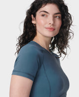 Sweaty Betty All Day Cropped T-Shirt in Subdued Blue