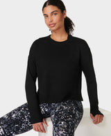 Sweaty Betty After Class Crop Sweatshirt in Black