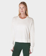 Sweaty Betty After Class Crop Sweatshirt in Lily White