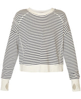 Sweaty Betty After Class Crop Sweatshirt in White Stripe