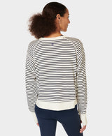Sweaty Betty After Class Crop Sweatshirt in White Stripe