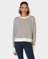 Sweaty Betty After Class Crop Sweatshirt in White Stripe