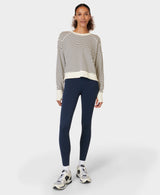 Sweaty Betty After Class Crop Sweatshirt in White Stripe