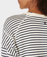 Sweaty Betty After Class Crop Sweatshirt in White Stripe